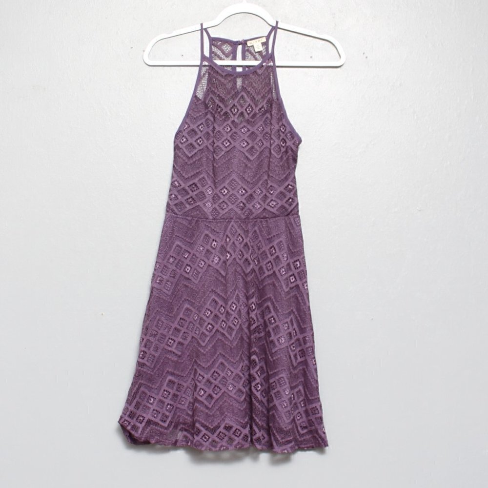 Miami purple lace halter neck dress